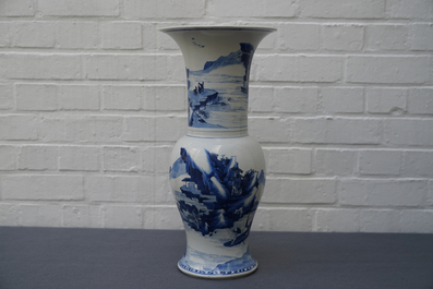 A Chinese blue and white yenyen 'river landscape' vase, Kangxi